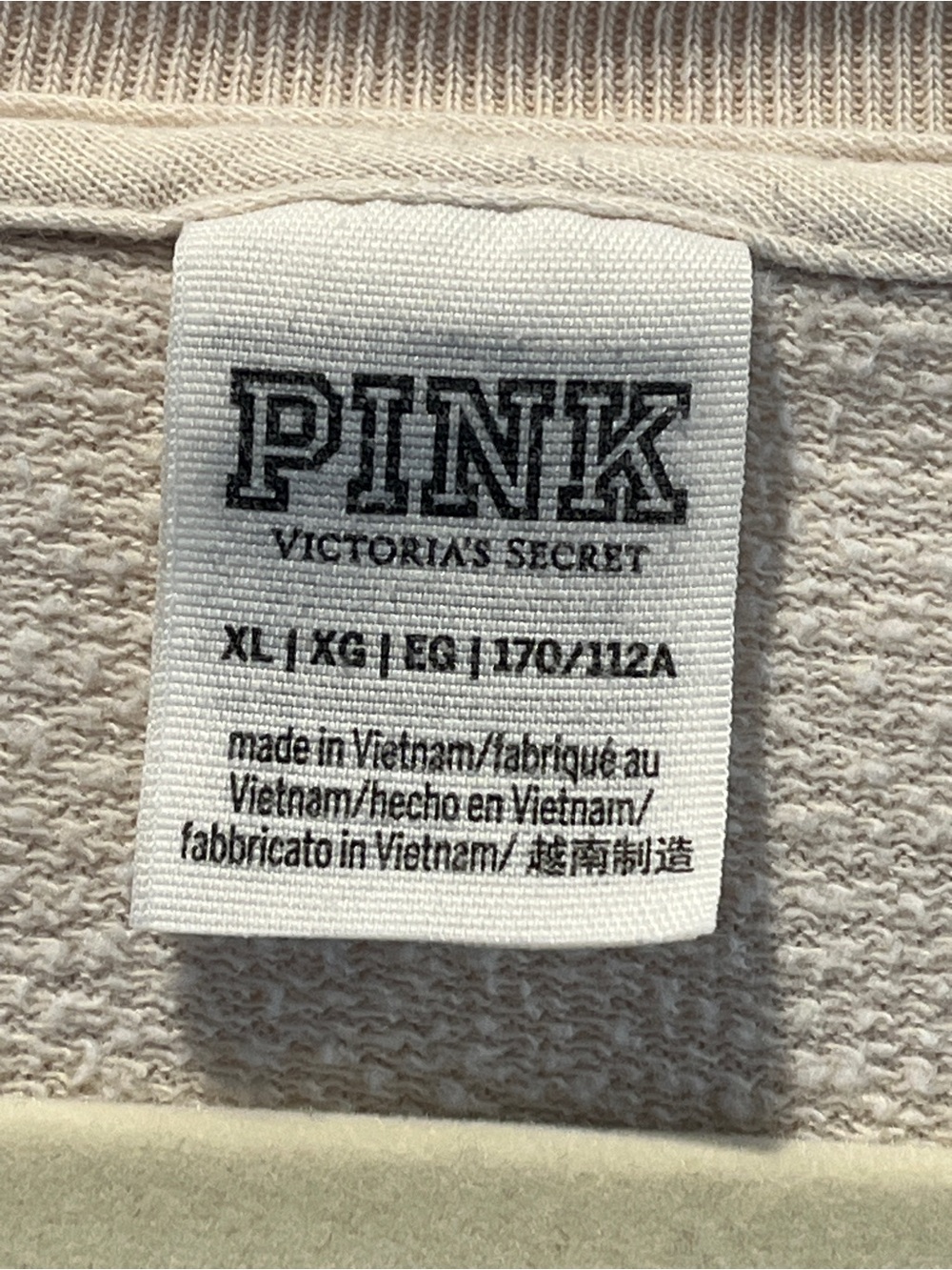 PINK Victoria's Secret Oversized Crewneck Sweatshirt - Light Beige - Picture 2 of 4